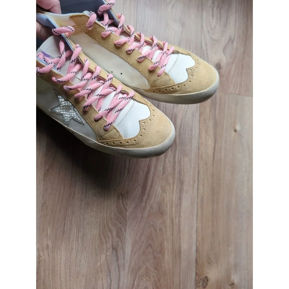 Golden Goose Mid Star Brogue Womens 42 Beige White